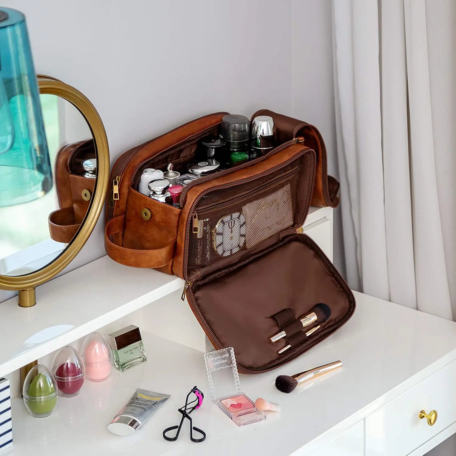 Trousse de Toilette Grande Capacité en Simili Cuir - Homme