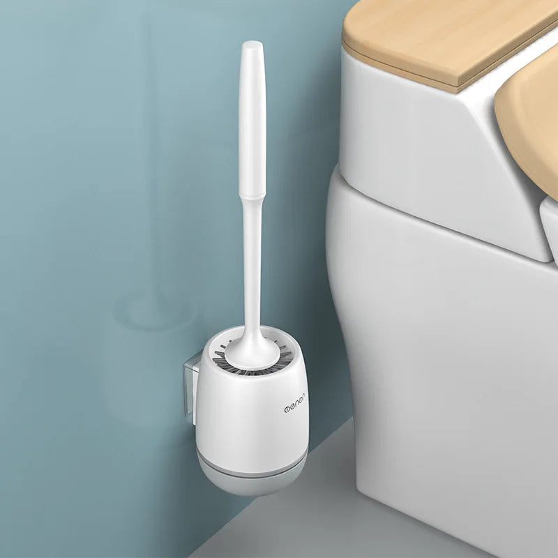 Brosse WC en silicone avec support fermé — 43cm, design épuré, hygiénique