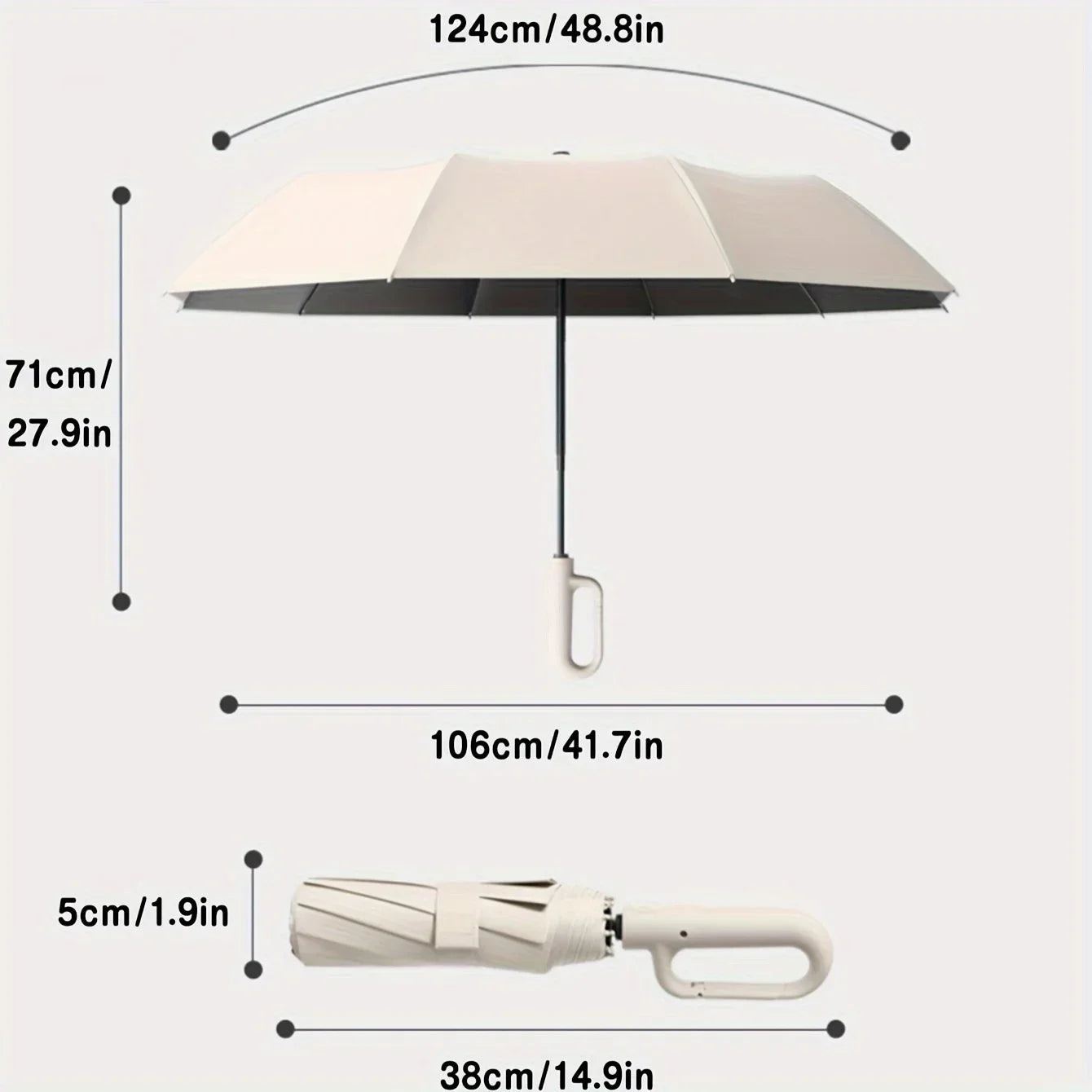 Parapluie renforcé coupe-vent - Poignée ergonomique et pratique