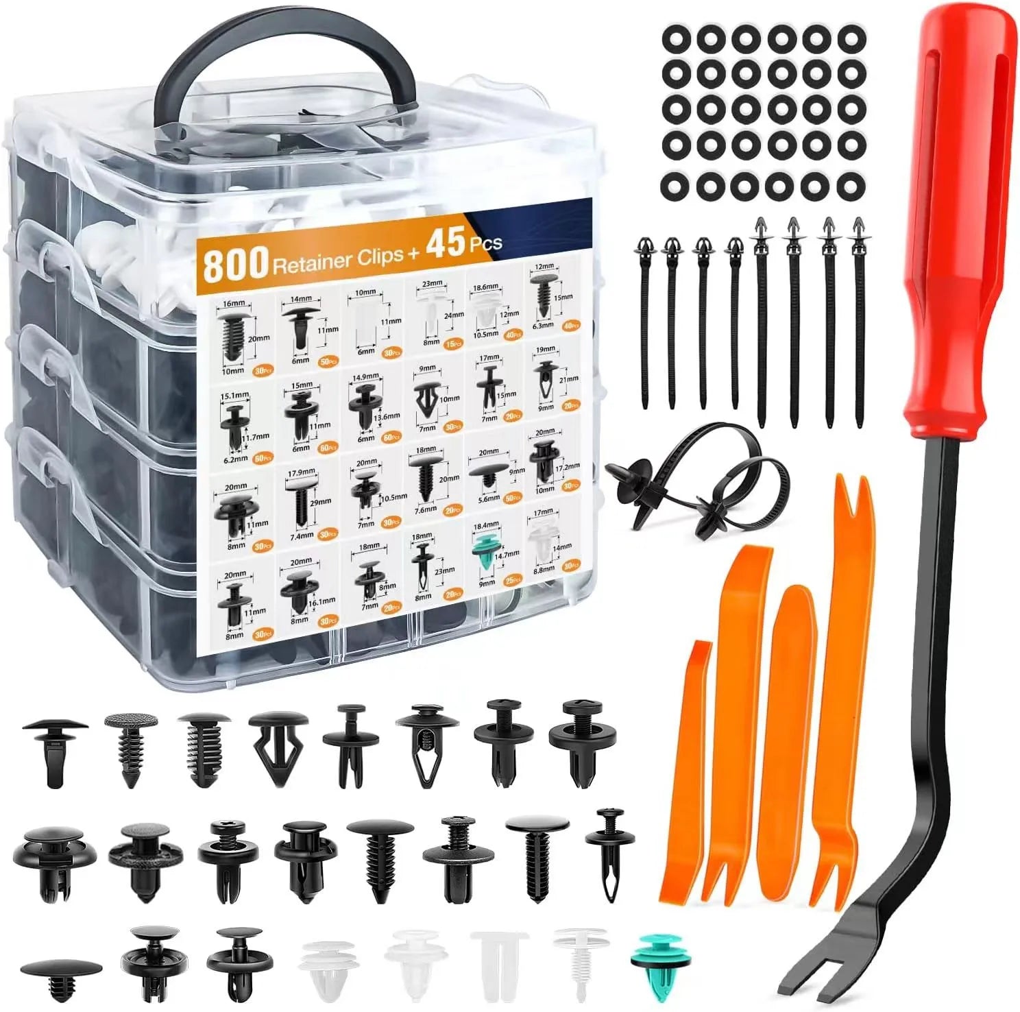 Kit de 680 Clips De Fixation Universels + Outils