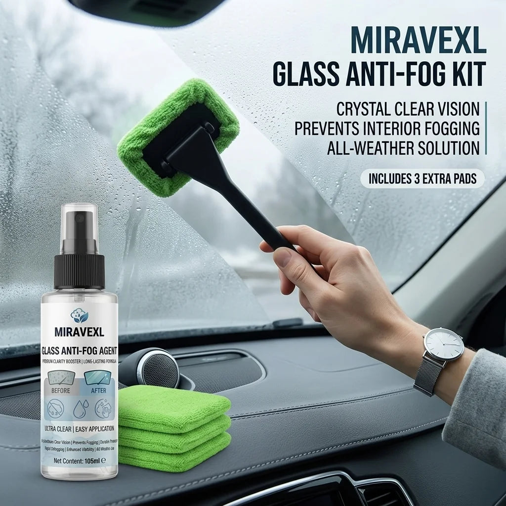 Kit Anti-Buée pour Pare-Brise de Voiture – Raclette Microfibre OFFERTE + 3 MOPS