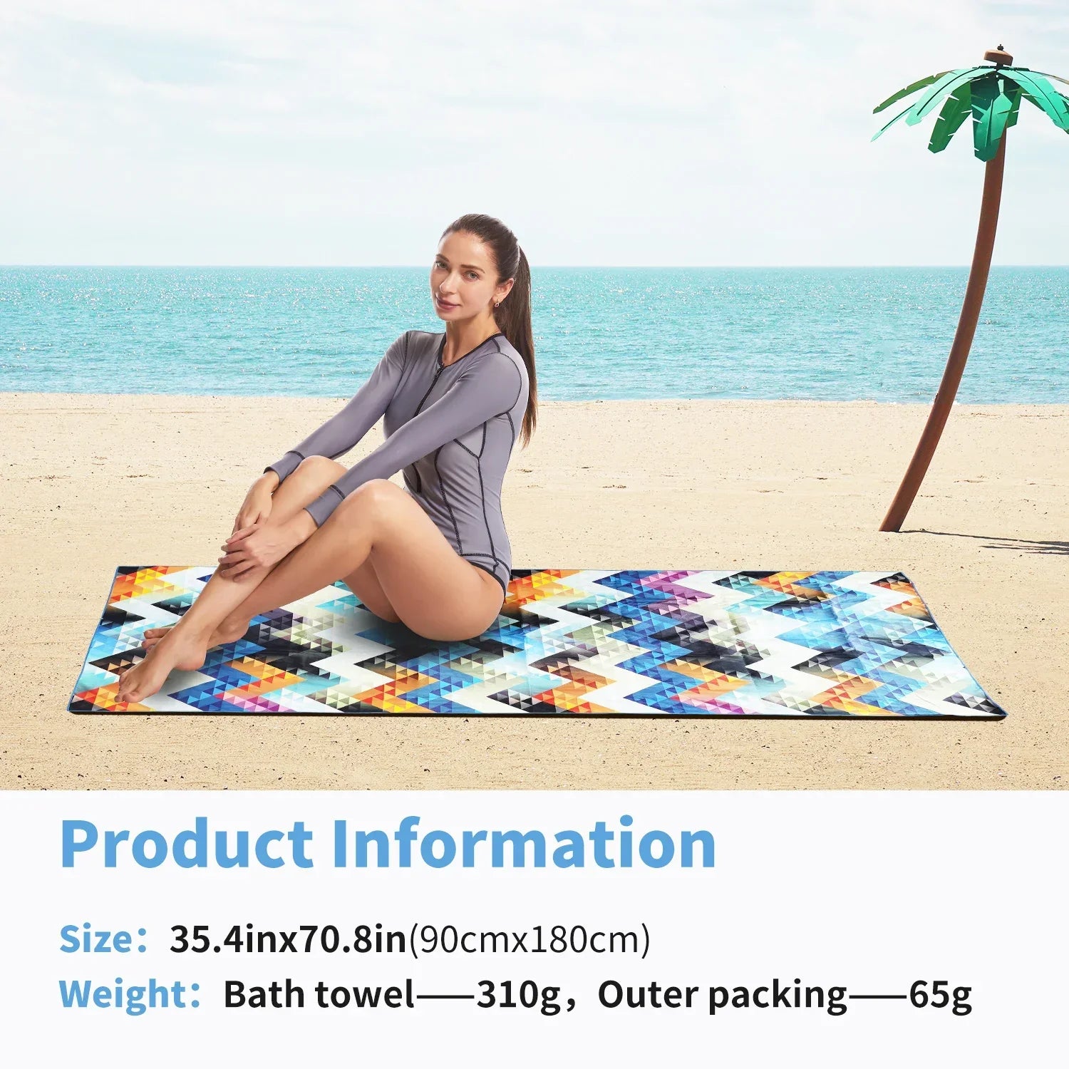 Serviettes de plage en microfibre - Ultra légères et séchage rapide + Boite de rangement