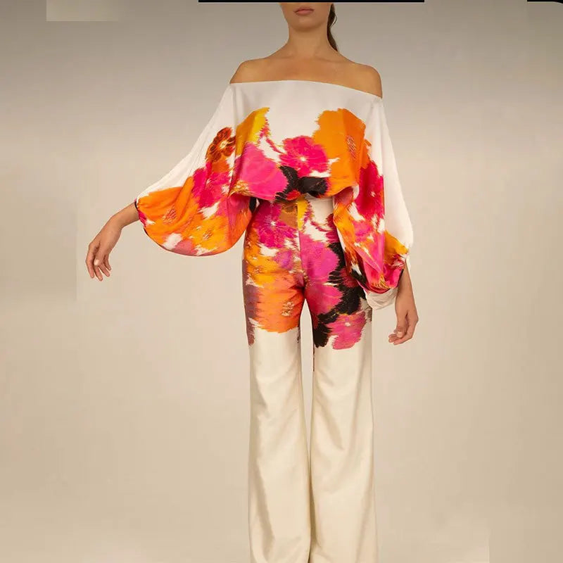 Ensemble en Satin Top Épaules Dénudées & Pantalon Fluide