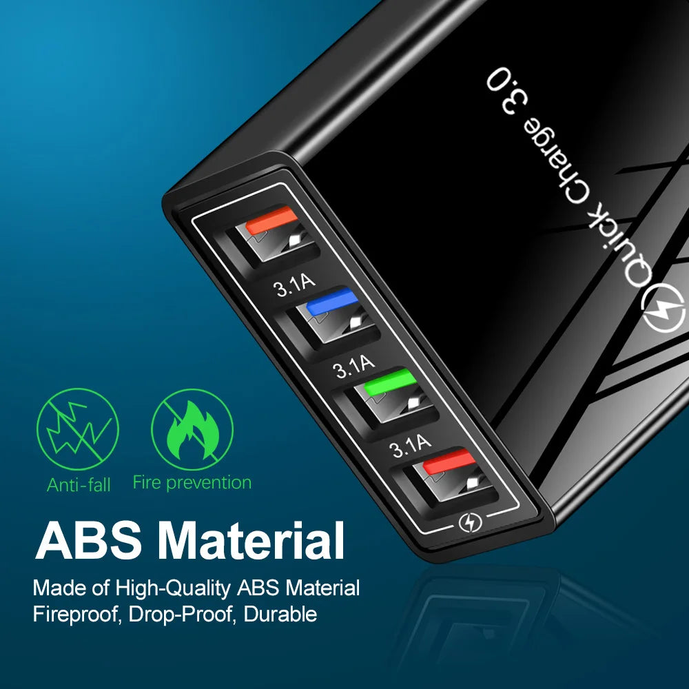 Chargeur USB Quick Charge 3.0 – Adaptateur Secteur Charge Rapide - Pour Smartphone, iPhone et Tablette