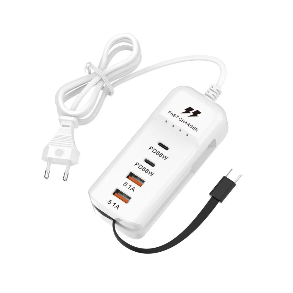 Station de Charge USB C 66W 4 Ports Adaptateur Mural - Charge rapide