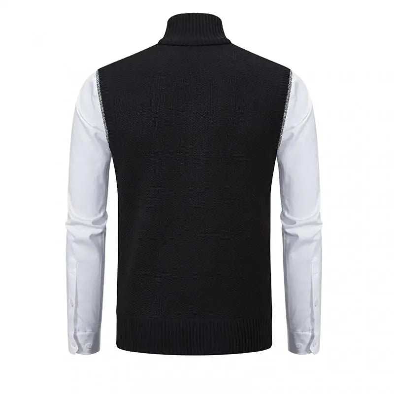Gilet sans manches à maille col cheminé Homme