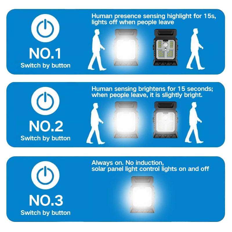 2x Lampe LED solaire à clips détection intelligente