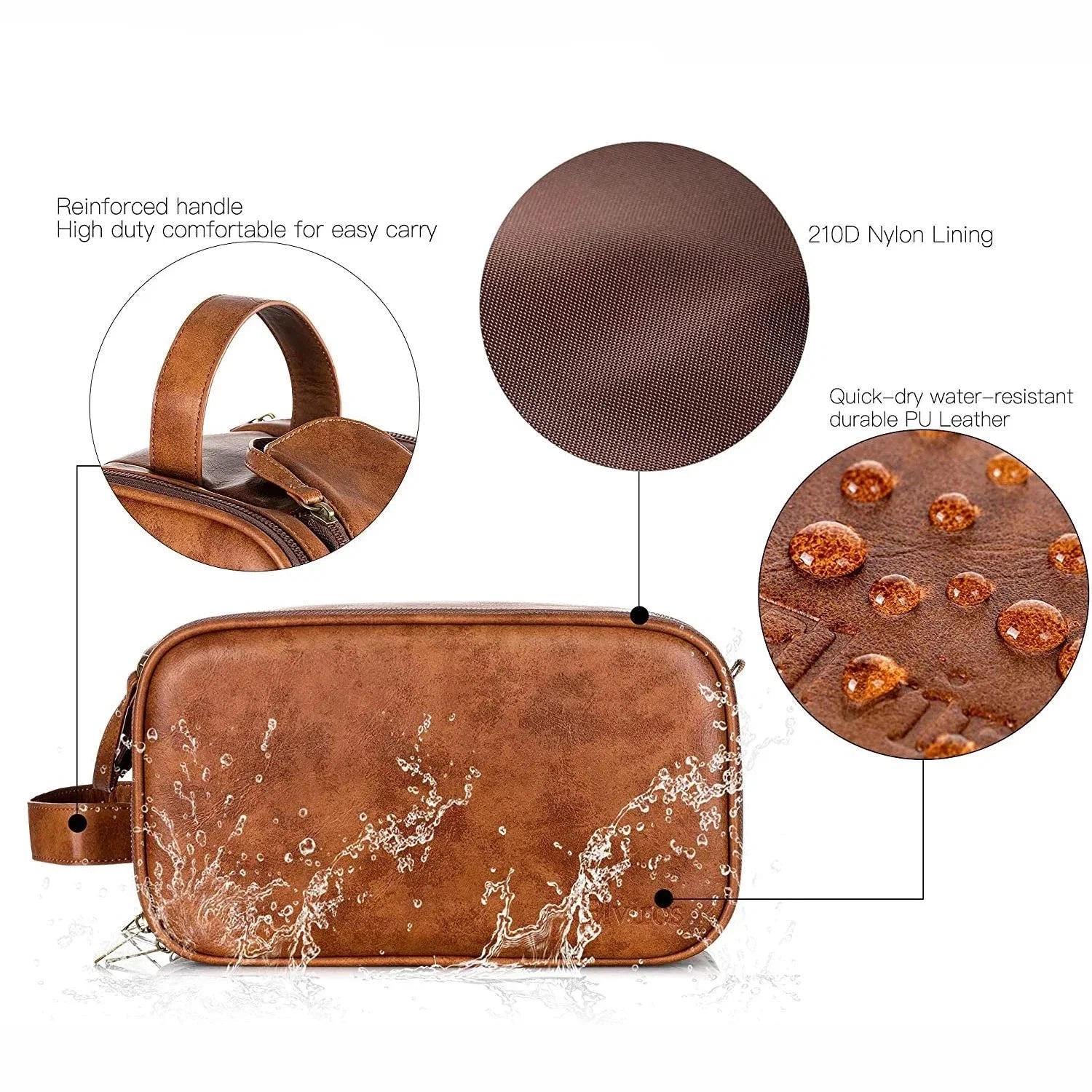 Trousse de Toilette Grande Capacité en Simili Cuir - Homme