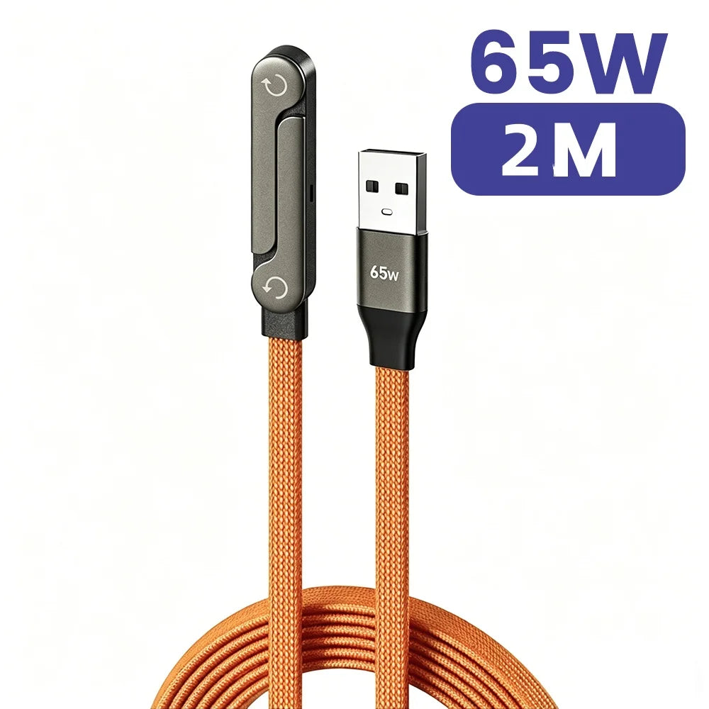 Chargeur 2-en-1 USB-C 65W – Câble Charge Rapide avec Support Pliable