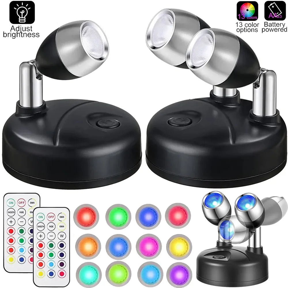 Pack de 2 Projecteurs LED sans-fil avec télécommande