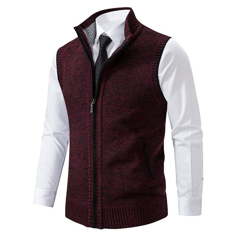 Gilet sans manches à maille col cheminé Homme
