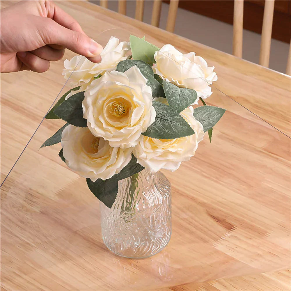 Nappe Transparente en PVC Épaisse Résistante à la Chaleur, à l'Huile & Imperméable