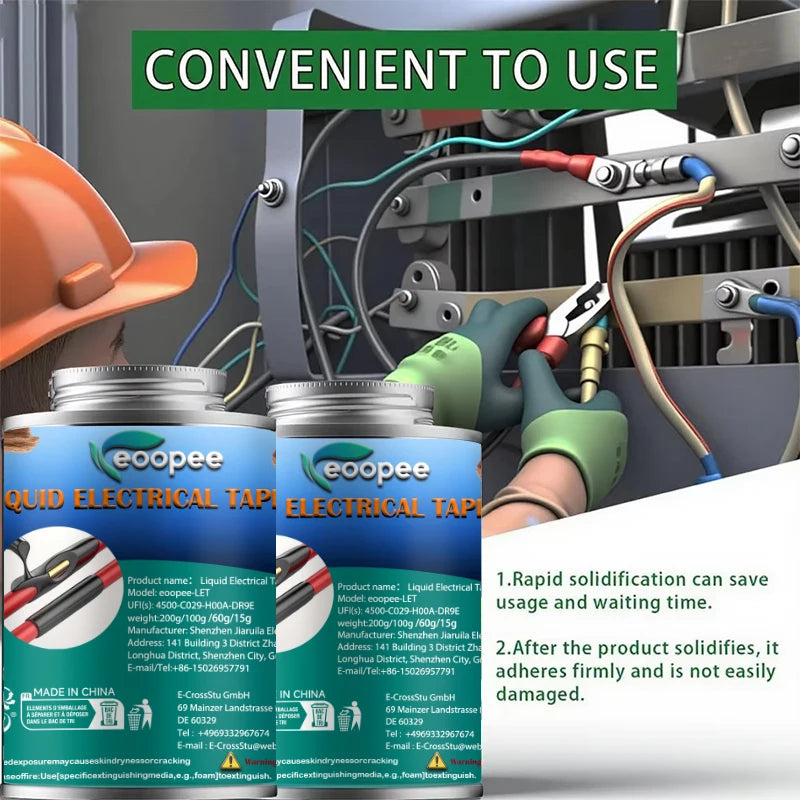 Ruban Isolant Électrique Liquide Noir Résine Étanche à Séchage Rapide – Protection et Isolation des Fils & Câbles