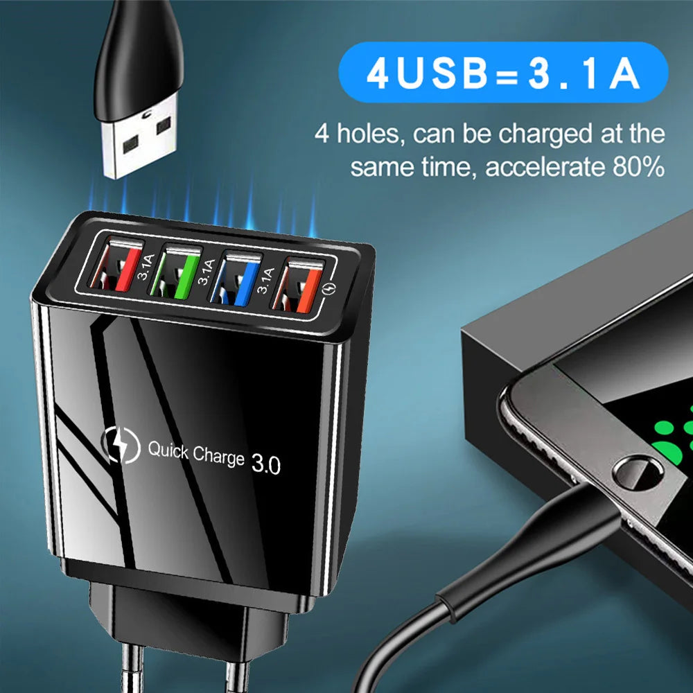 Chargeur USB Quick Charge 3.0 – Adaptateur Secteur Charge Rapide - Pour Smartphone, iPhone et Tablette