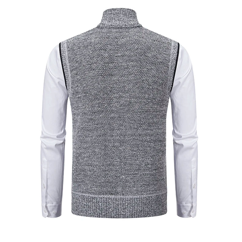 Gilet sans manches à maille col cheminé Homme