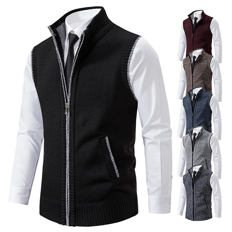 Gilet sans manches à maille col cheminé Homme