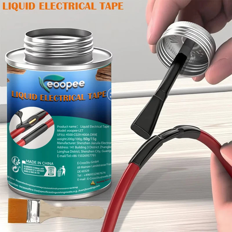Ruban Isolant Électrique Liquide Noir Résine Étanche à Séchage Rapide – Protection et Isolation des Fils & Câbles