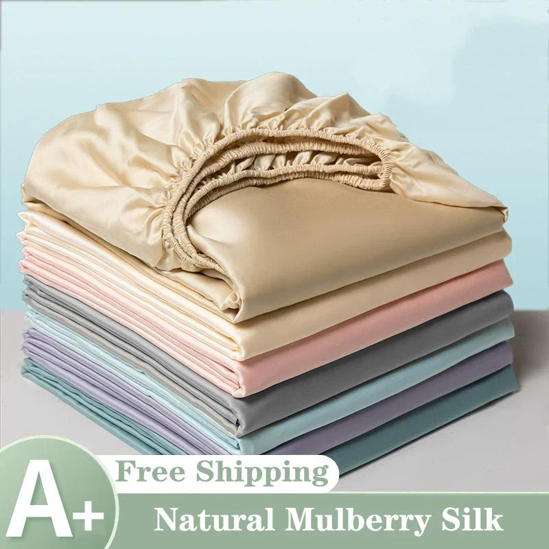 Drap Housse Luxueuse en Soie de Mûrier - 14 Tailles