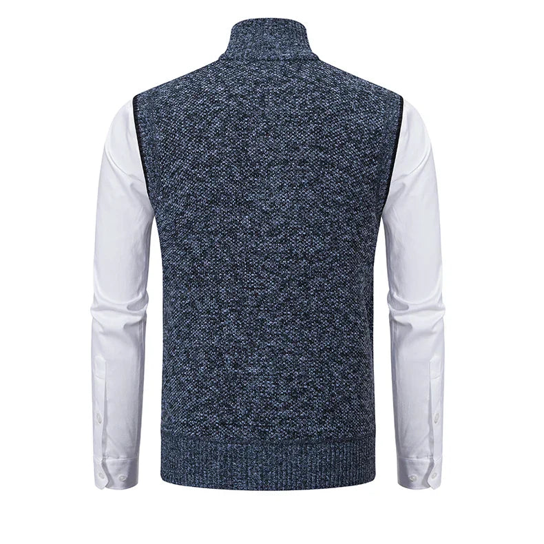 Gilet sans manches à maille col cheminé Homme
