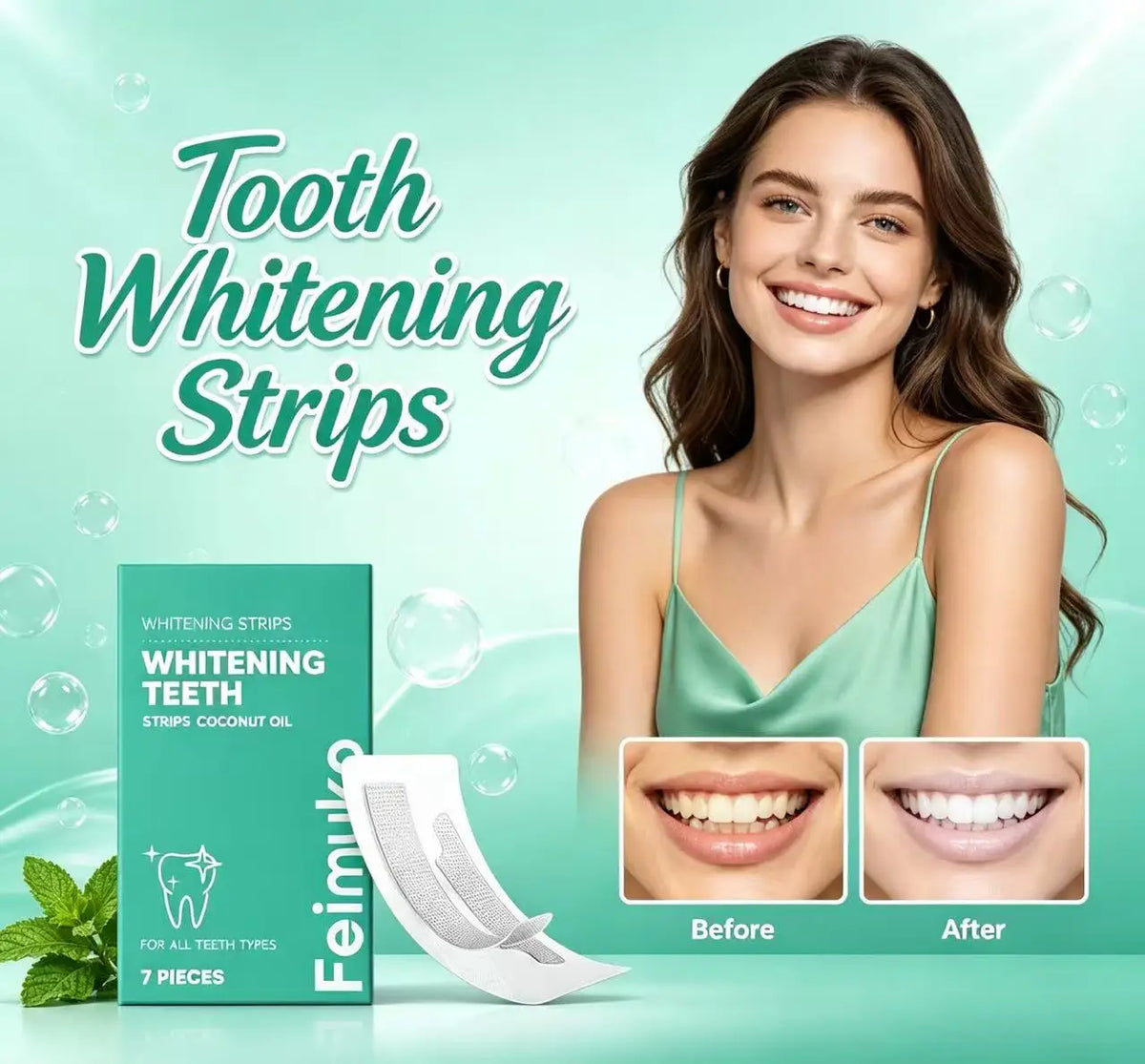 Bandes Blanchissantes Dents à l’Huile de Coco – Réduction des Taches et Soin Dentaire à Domicile