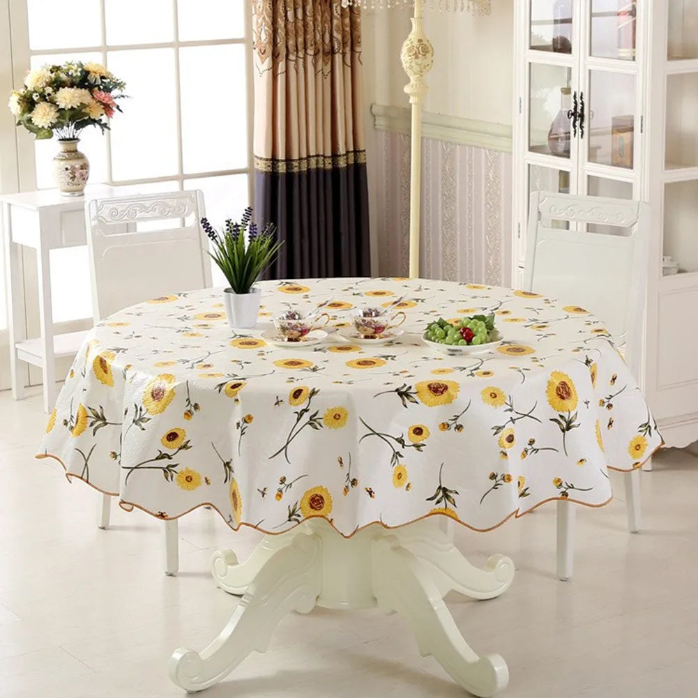 Nappe Ronde Fleurie en PVC 152/180 cm – Imperméable, Anti-Taches & Facile à Nettoyer