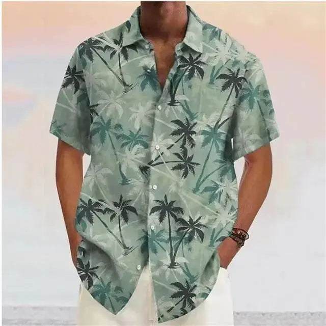 Chemise Hawaïenne à Motif Cocotiers et Col Revers – Homme