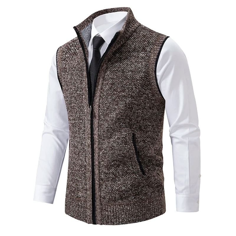Gilet sans manches à maille col cheminé Homme