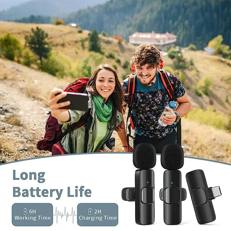Lot de 2 Mini Microphone Sans Fil Bluetooth