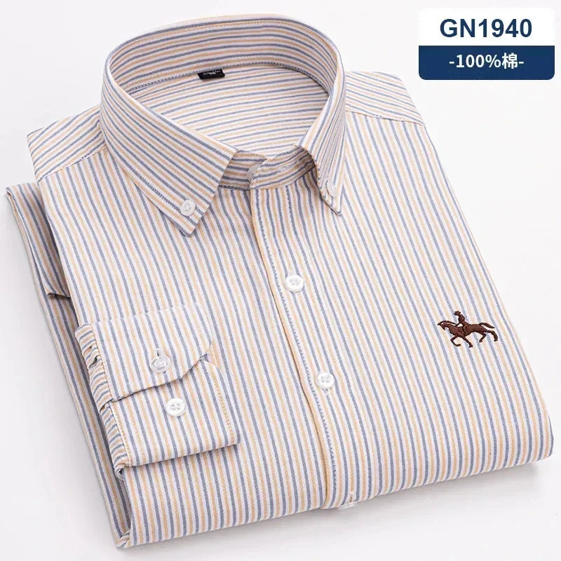 Chemise Homme Oxford Coton Rayé Classique
