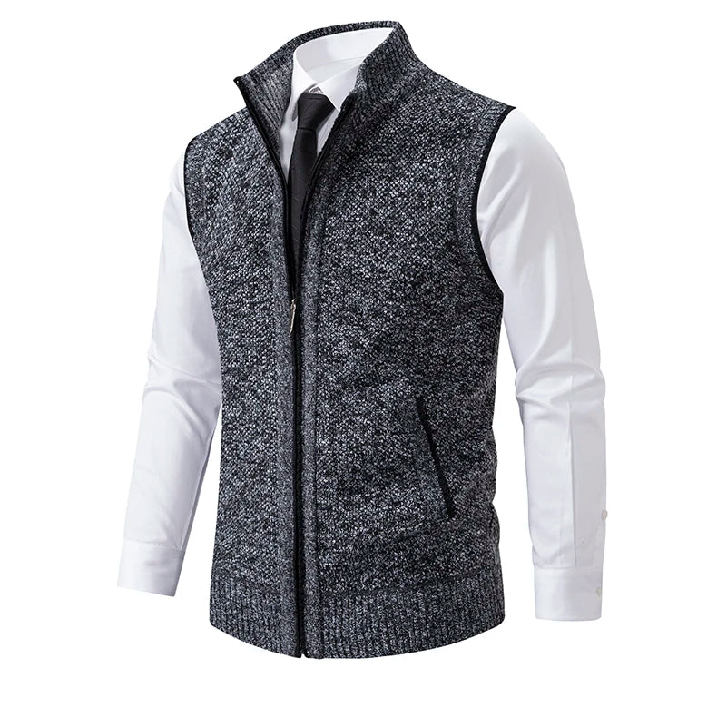 Gilet sans manches à maille col cheminé Homme
