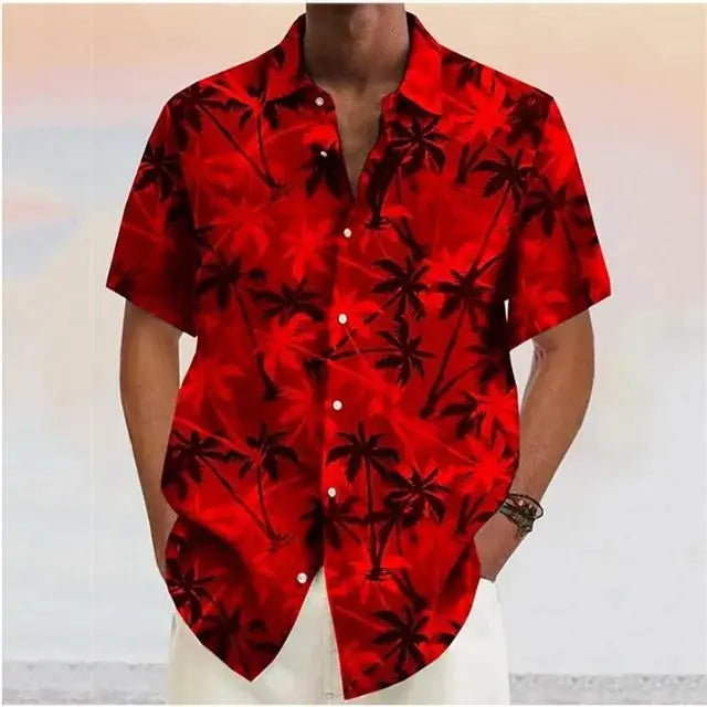 Chemise Hawaïenne à Motif Cocotiers et Col Revers – Homme