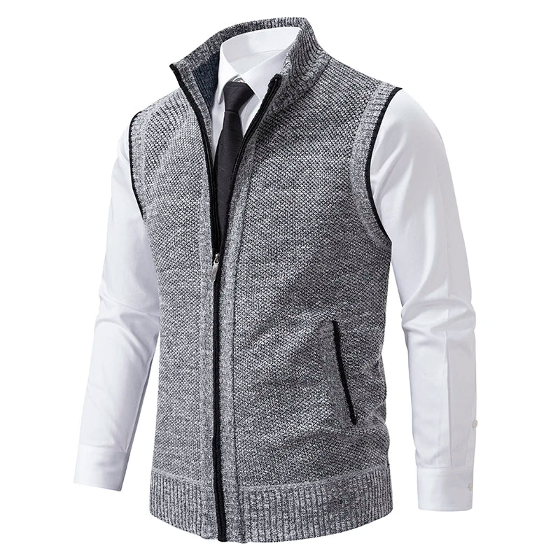 Gilet sans manches à maille col cheminé Homme