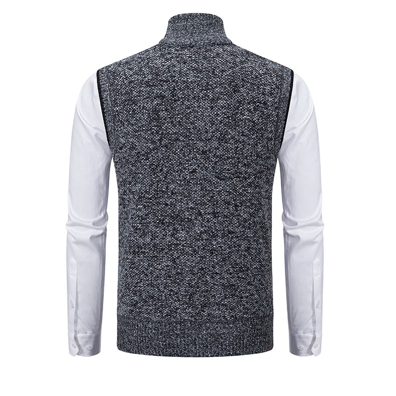 Gilet sans manches à maille col cheminé Homme