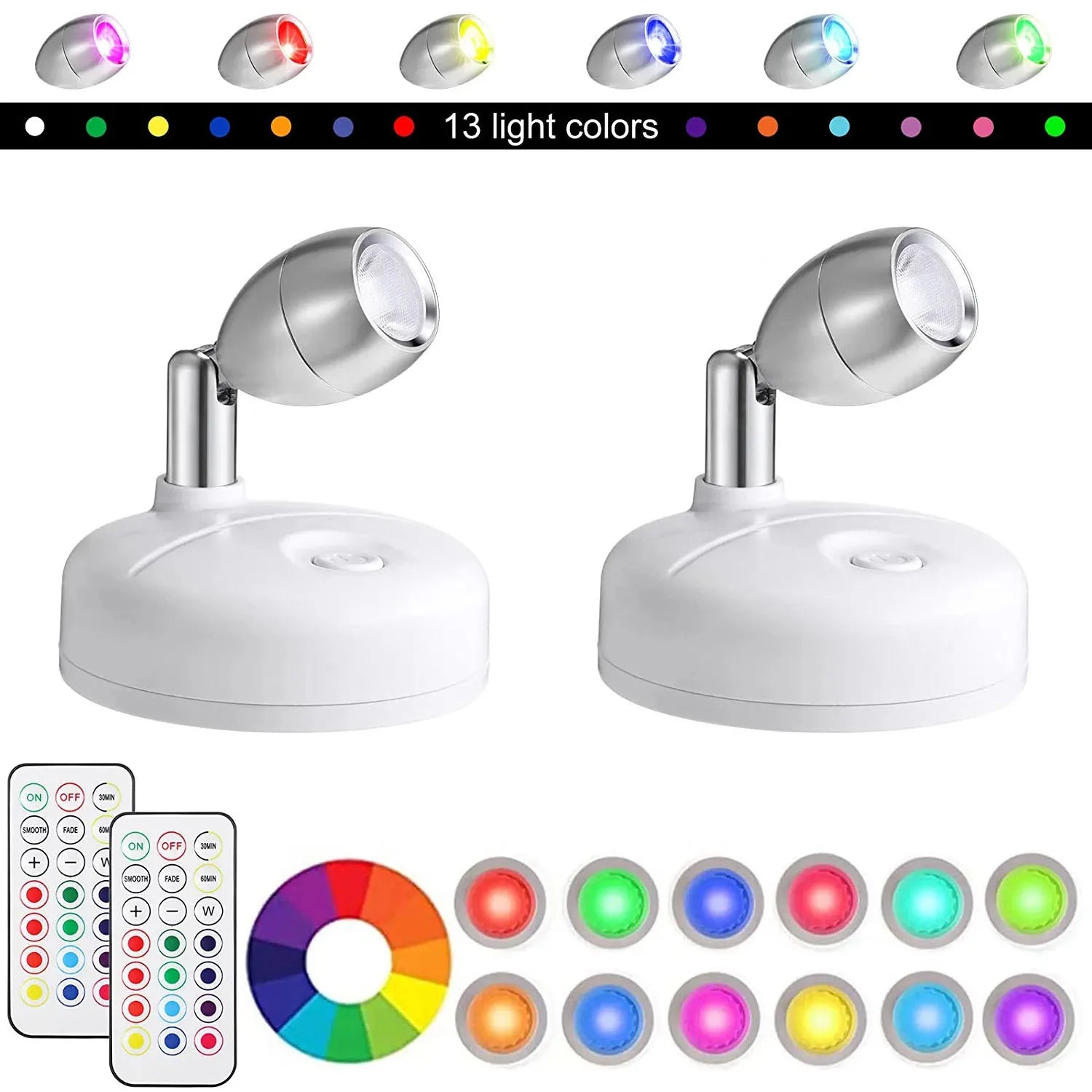 Pack de 2 Projecteurs LED sans-fil avec télécommande