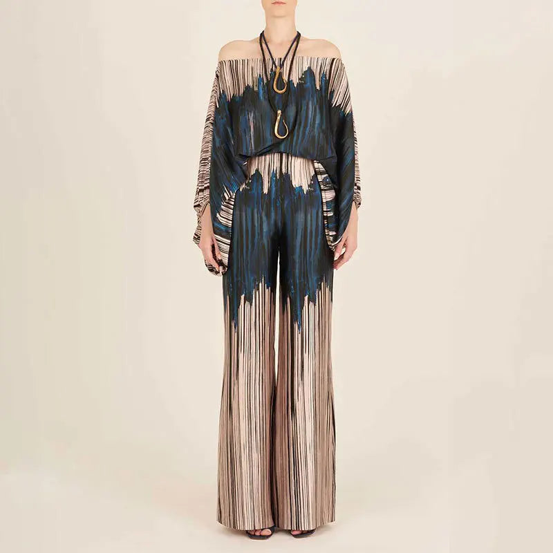 Ensemble en Satin Top Épaules Dénudées & Pantalon Fluide