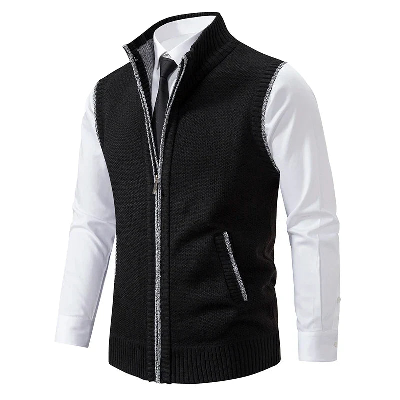 Gilet sans manches à maille col cheminé Homme