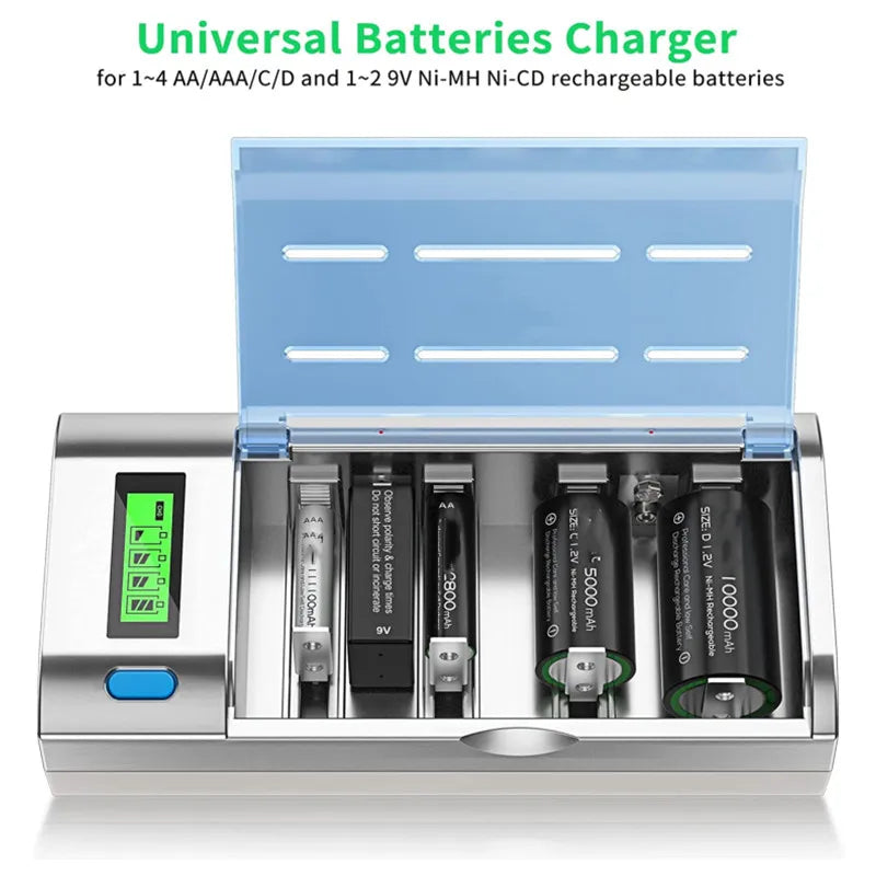 Chargeur Intelligent USB pour Piles Universelles - Indicateur de Charge LCD