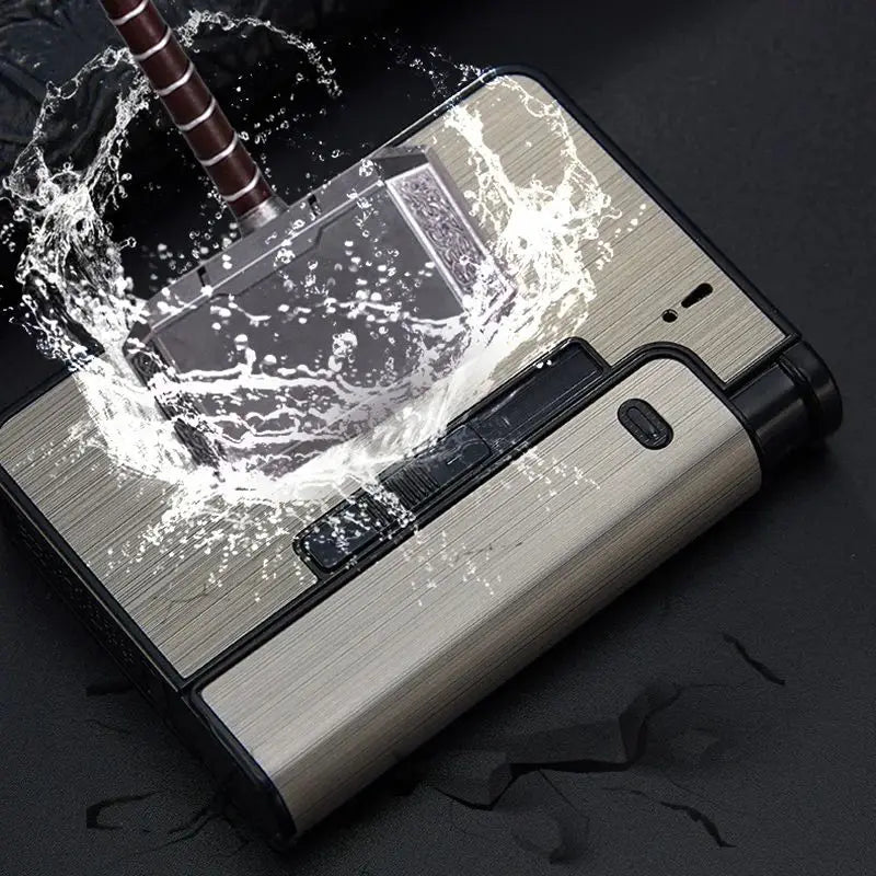 2-in-1 Metal Cigarette & Lighter Case - Gift Idea
