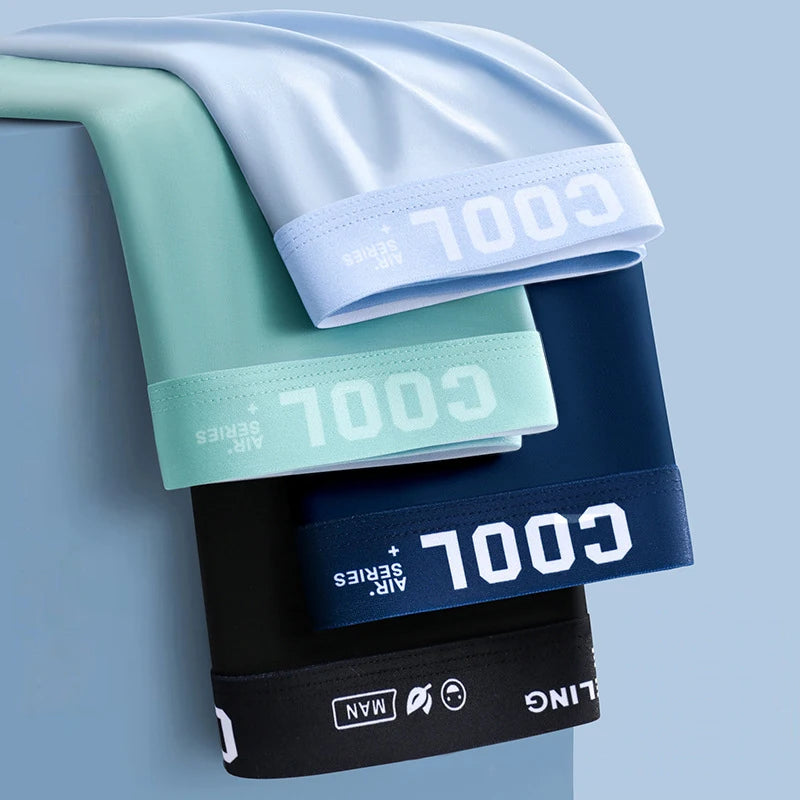 COOL - 4 Boxers Homme Ultra-Légers en Soie Glacée