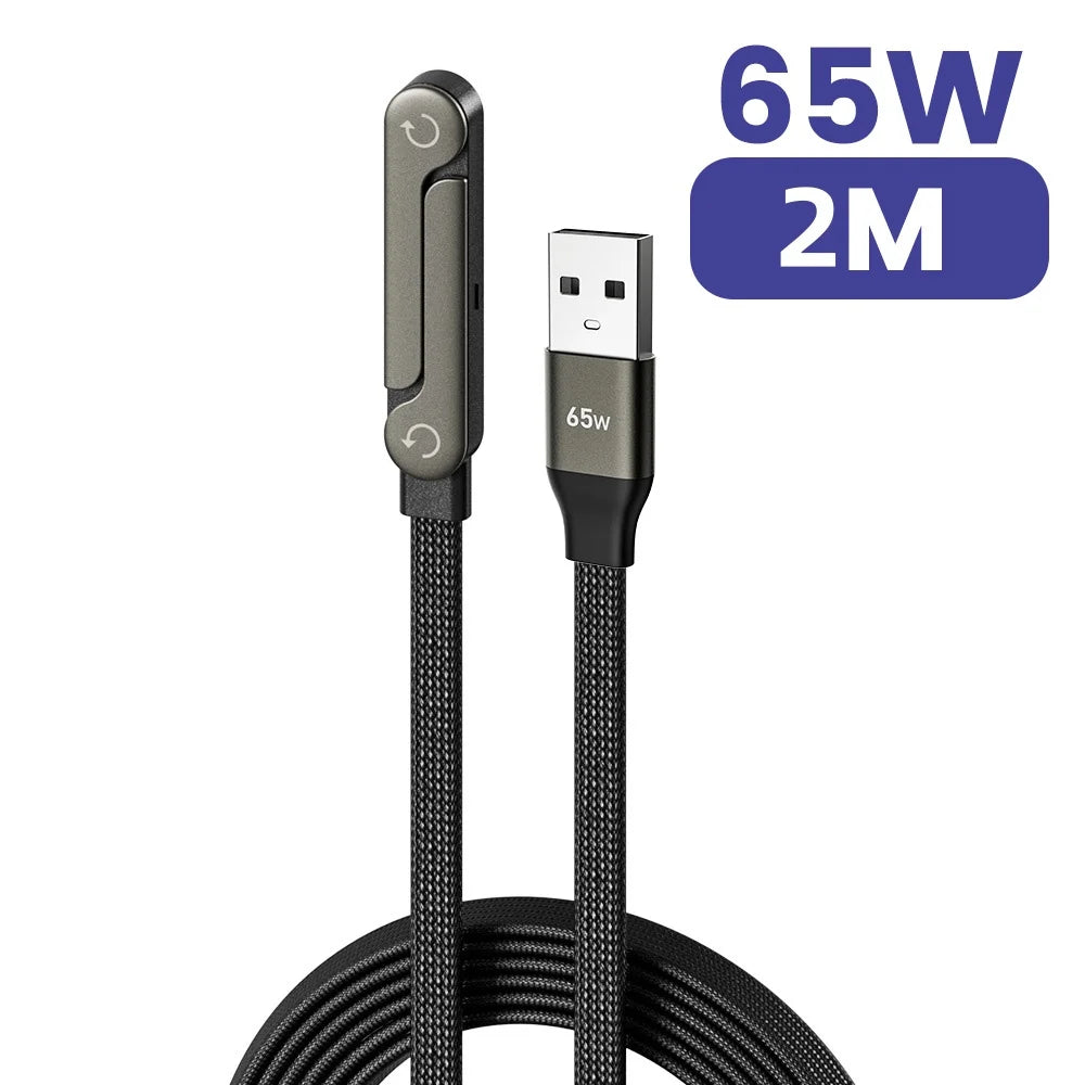 Chargeur 2-en-1 USB-C 65W – Câble Charge Rapide avec Support Pliable
