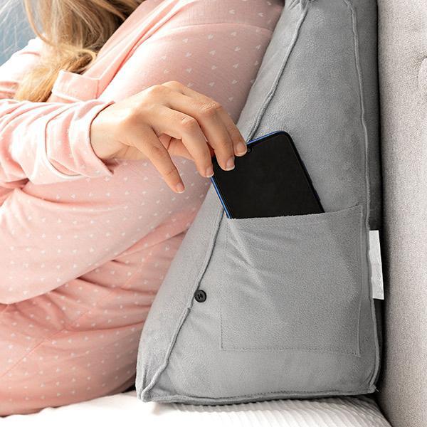 Coussin de lecture triangulaire - Appui-tête & Poche latérale