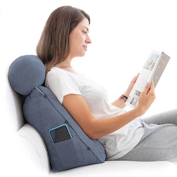 Coussin de lecture triangulaire - Appui-tête & Poche latérale