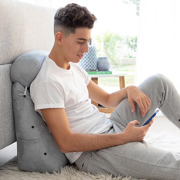 Coussin de lecture triangulaire - Appui-tête & Poche latérale