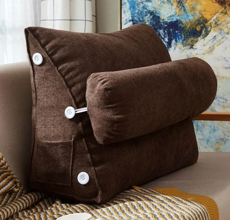 Coussin de lecture triangulaire - Appui-tête & Poche latérale