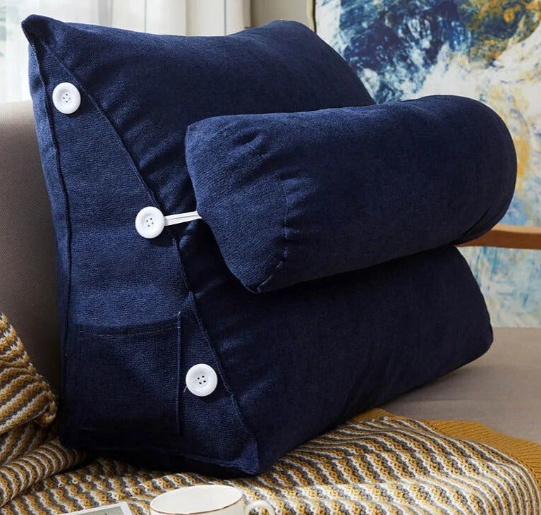 Coussin de lecture triangulaire - Appui-tête & Poche latérale
