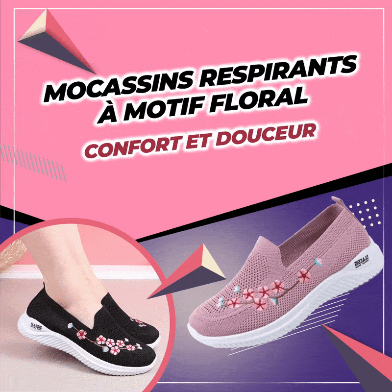 Mocassins respirants à motif floral