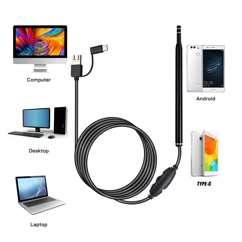 Caméra Otoscope HD - Micro USB, USB, USB Type-C
