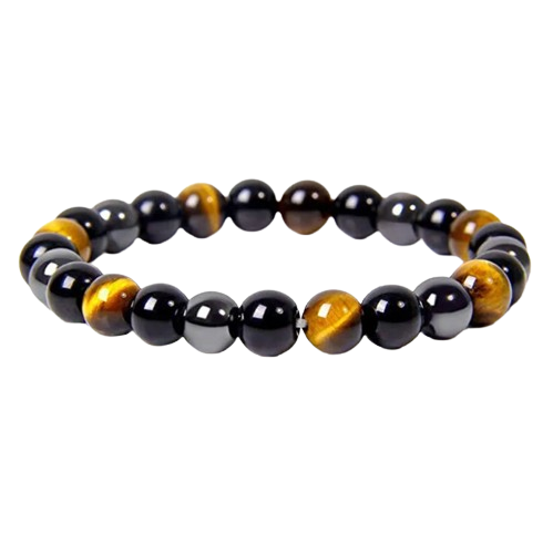 Bracelet Triple Protection - Œil de Tigre, Hématite et Obsidienne Noire