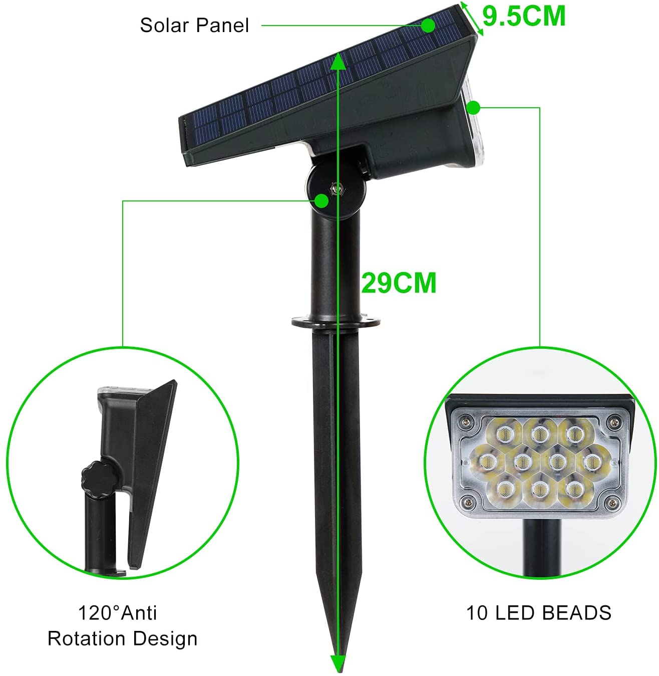 2 Projecteurs LED solaire - HZZ-5a
