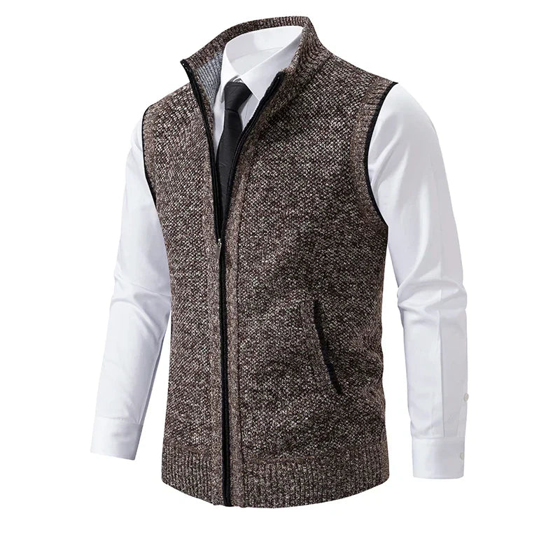 Gilet sans manches à maille col cheminé Homme